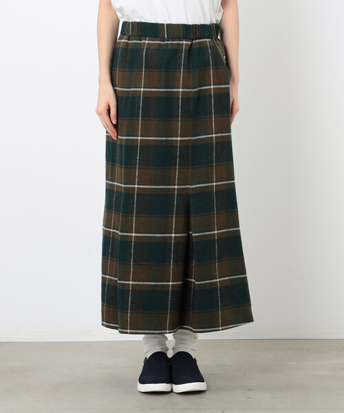 ONIGIRI（オニギリ）の「チェック柄　マーメイド風スカート（スカート・レディース・ネイビー/グリーン・M/L）」の4枚目の写真