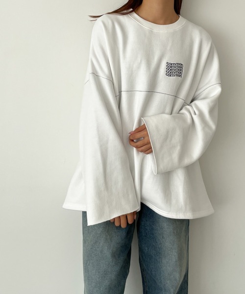 CANAL JEAN（キャナルジーン）の「RCW BLUE LABEL(ブルーレーベル) "common"裏起毛トレーナー（スウェット・レディース・ヘザーグレー/ブラック/ホワイト・ONE SIZE）」の4枚目の写真