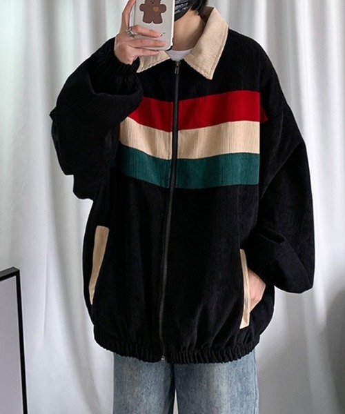 Auntie Rosa（アンティローザ）の「コーデュロイラインジャケット（ブルゾン・レディース・ブラック・MEDIUM/LARGE/X-LARGE/XX-LARGE）」の2枚目の写真