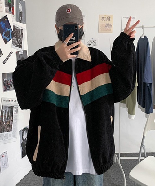 Auntie Rosa（アンティローザ）の「コーデュロイラインジャケット（ブルゾン・レディース・ブラック・MEDIUM/LARGE/X-LARGE/XX-LARGE）」の4枚目の写真