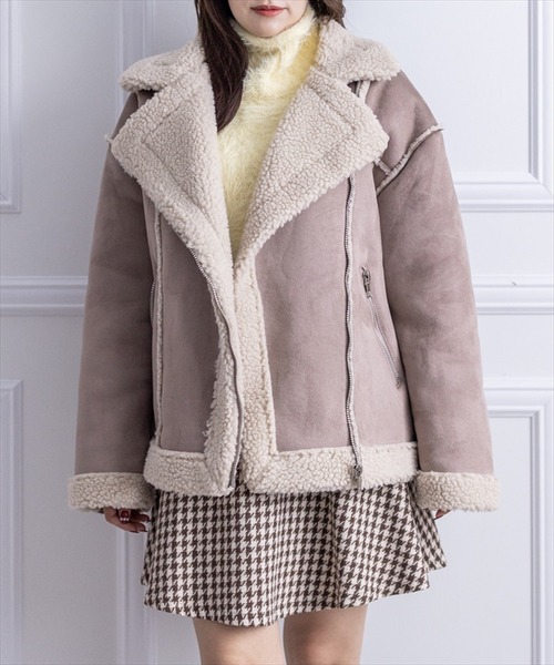 clear（クリア）の「ムートンオーバーダブルジャケット（ムートンコート・レディース・ベージュ/アイボリー・F）」の2枚目の写真