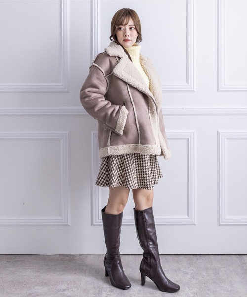 clear（クリア）の「ムートンオーバーダブルジャケット（ムートンコート・レディース・ベージュ/アイボリー・F）」の18枚目の写真