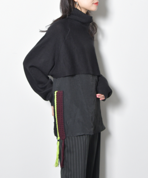 PONTI（ポンティ）の「【PONTI/ポンティ】別注CROCHETSIDE FRING PO：ニット（ニット/セーター・レディース・ブラック・FREE）」の5枚目の写真