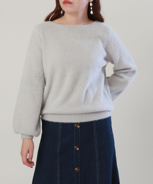 ASTORIA ODIER（アストリアオディール）の「フェザーヤーンボートネックプルオーバー（ニット/セーター・レディース・オレンジ/ライトグレー/ベージュ/ピンク/アイボリー・MEDIUM）」の3枚目の写真