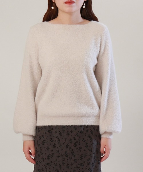 ASTORIA ODIER（アストリアオディール）の「フェザーヤーンボートネックプルオーバー（ニット/セーター・レディース・オレンジ/ライトグレー/ベージュ/ピンク/アイボリー・MEDIUM）」の7枚目の写真