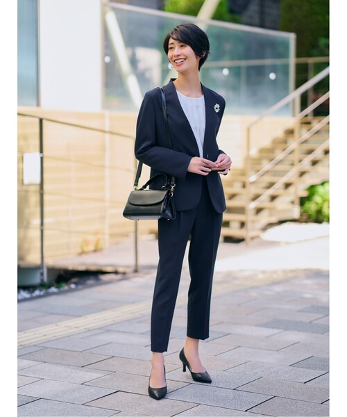 THE SHOP TK （ザ ショップ ティーケー ）の「◆【セレモニー/入卒/洗える】ジョーゼットタックブラウス（シャツ/ブラウス・レディース・ネイビー/ホワイト系・11/12/13/14）」の3枚目の写真