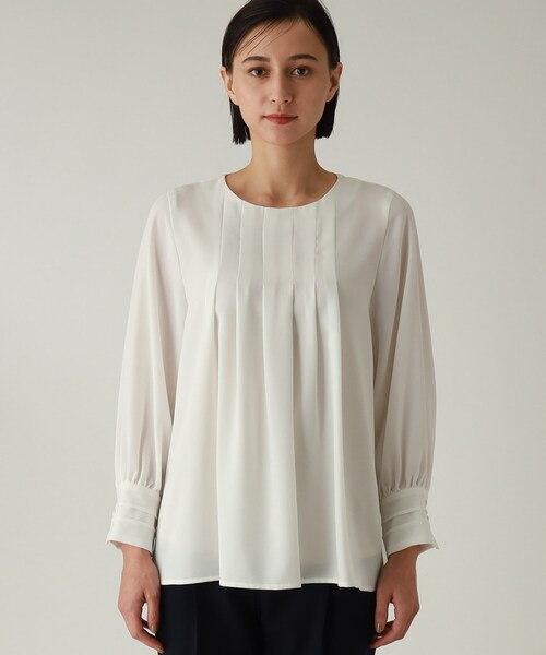 THE SHOP TK （ザ ショップ ティーケー ）の「◆【セレモニー/入卒/洗える】ジョーゼットタックブラウス（シャツ/ブラウス・レディース・ネイビー/ホワイト系・11/12/13/14）」の6枚目の写真