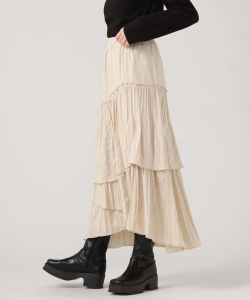 archives(アルシーヴ)の「ワッシャーアシメティアードスカート(スカート・レディース・ブラック/グレー/ベージュ/ミント・MEDIUM)」の3枚目の写真