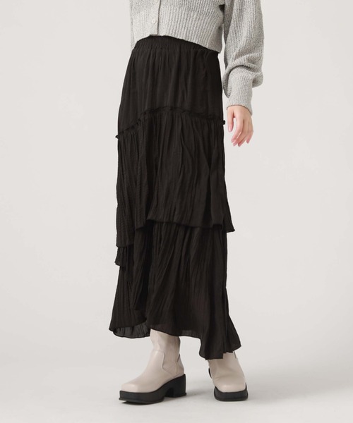 archives(アルシーヴ)の「ワッシャーアシメティアードスカート(スカート・レディース・ブラック/グレー/ベージュ/ミント・MEDIUM)」の1枚目の写真