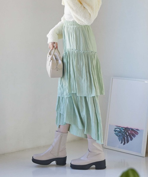 archives(アルシーヴ)の「ワッシャーアシメティアードスカート(スカート・レディース・ブラック/グレー/ベージュ/ミント・MEDIUM)」の18枚目の写真