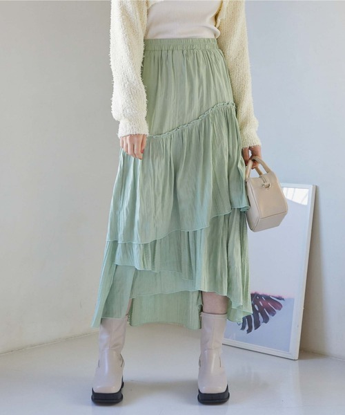 archives(アルシーヴ)の「ワッシャーアシメティアードスカート(スカート・レディース・ブラック/グレー/ベージュ/ミント・MEDIUM)」の9枚目の写真