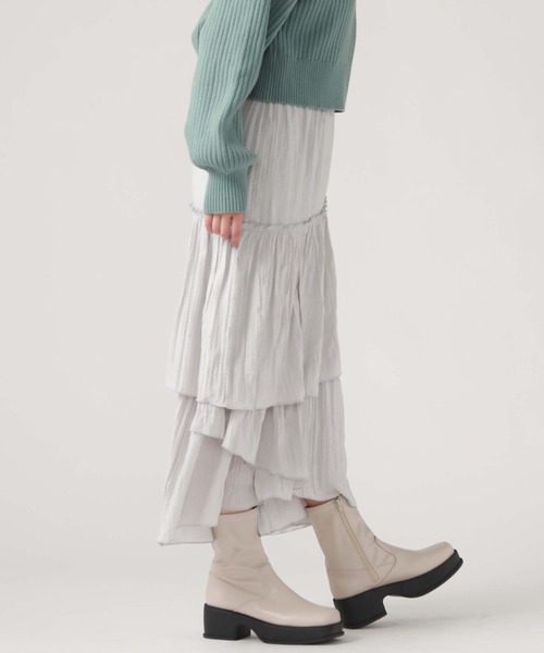 archives(アルシーヴ)の「ワッシャーアシメティアードスカート(スカート・レディース・ブラック/グレー/ベージュ/ミント・MEDIUM)」の10枚目の写真