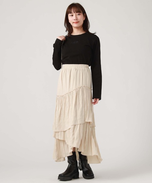 archives(アルシーヴ)の「ワッシャーアシメティアードスカート(スカート・レディース・ブラック/グレー/ベージュ/ミント・MEDIUM)」の7枚目の写真