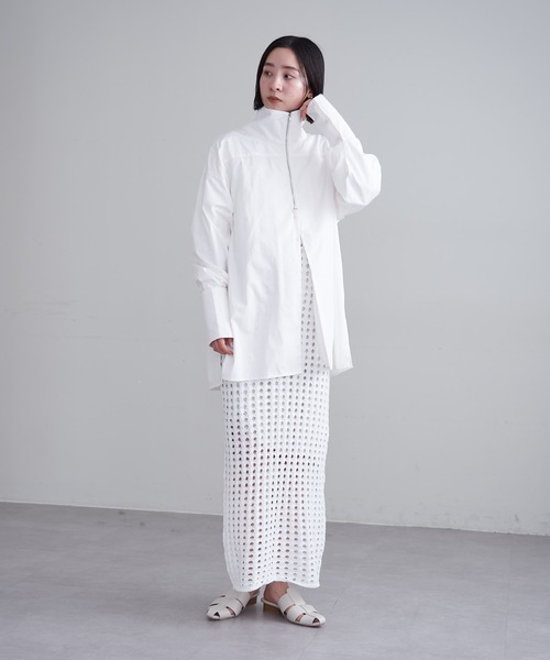 mline（エムライン）の「【2サイズ展開】[mline]スクエアメッシュニットワンピース（ワンピース・レディース・オフホワイト/ブラック・1/2）」の12枚目の写真