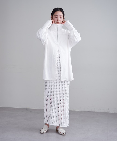 mline（エムライン）の「【2サイズ展開】[mline]スクエアメッシュニットワンピース（ワンピース・レディース・オフホワイト/ブラック・1/2）」の13枚目の写真