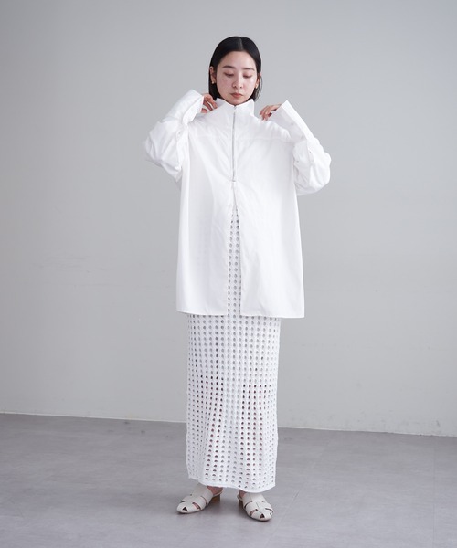 mline（エムライン）の「【2サイズ展開】[mline]スクエアメッシュニットワンピース（ワンピース・レディース・オフホワイト/ブラック・1/2）」の14枚目の写真