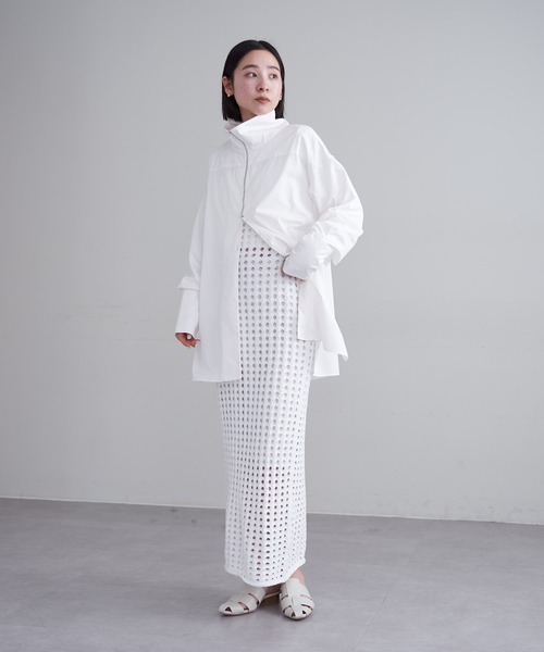 mline（エムライン）の「【2サイズ展開】[mline]スクエアメッシュニットワンピース（ワンピース・レディース・オフホワイト/ブラック・1/2）」の17枚目の写真