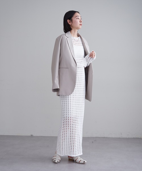 mline（エムライン）の「【2サイズ展開】[mline]スクエアメッシュニットワンピース（ワンピース・レディース・オフホワイト/ブラック・1/2）」の20枚目の写真