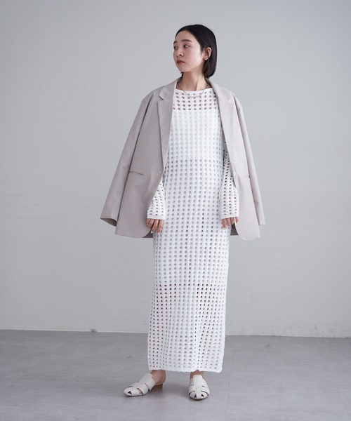 mline（エムライン）の「【2サイズ展開】[mline]スクエアメッシュニットワンピース（ワンピース・レディース・オフホワイト/ブラック・1/2）」の22枚目の写真