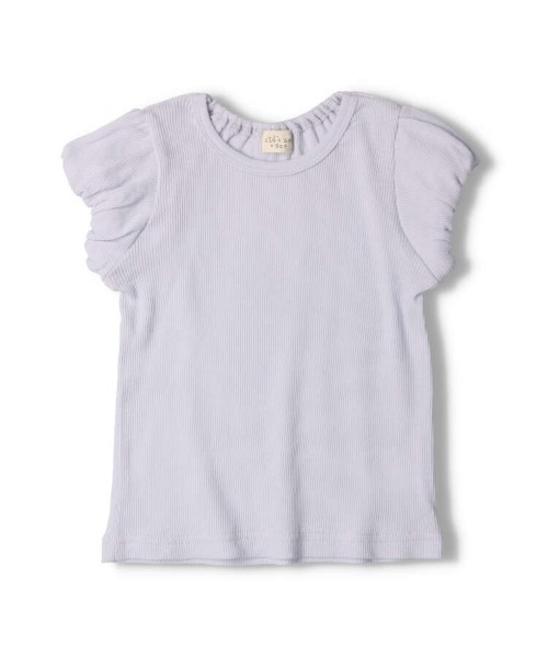 kids zoo(キッズズー)の「無地バルーンスリーブ半袖Tシャツ(Tシャツ/カットソー・キッズ・オフホワイト/スミクロ/ラベンダー・80/90)」の3枚目の写真