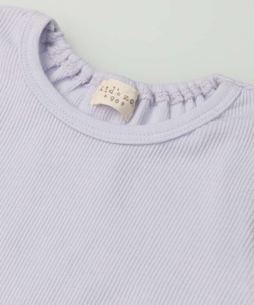 kids zoo(キッズズー)の「無地バルーンスリーブ半袖Tシャツ(Tシャツ/カットソー・キッズ・オフホワイト/スミクロ/ラベンダー・80/90)」の4枚目の写真