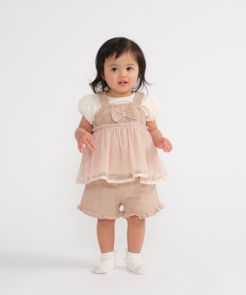 kids zoo(キッズズー)の「無地バルーンスリーブ半袖Tシャツ(Tシャツ/カットソー・キッズ・オフホワイト/スミクロ/ラベンダー・80/90)」の11枚目の写真
