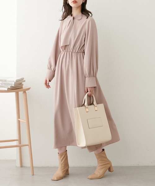 新品【ギンザクチュール】ノースリーブワンピース　スカーフ　ビジュー　白　S 新品【ギンザクチュール】ノースリーブワンピース スカーフ ビジュー