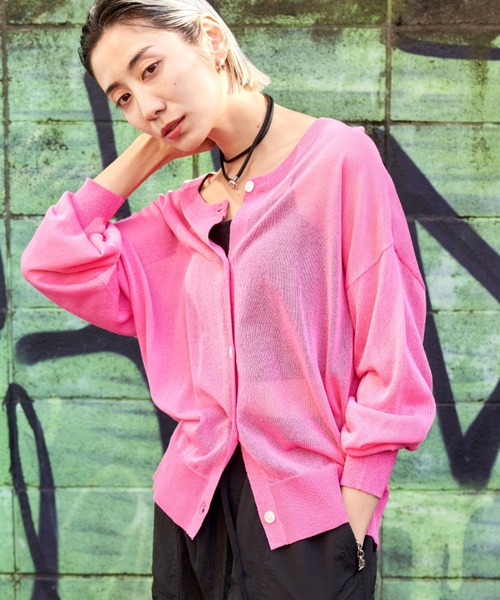 Auntie Rosa Holiday（アンティローザホリデー）の「シアークルーカーディガン（カーディガン/ボレロ・レディース・ブルー/ブラック/ピンク・FREE）」の8枚目の写真