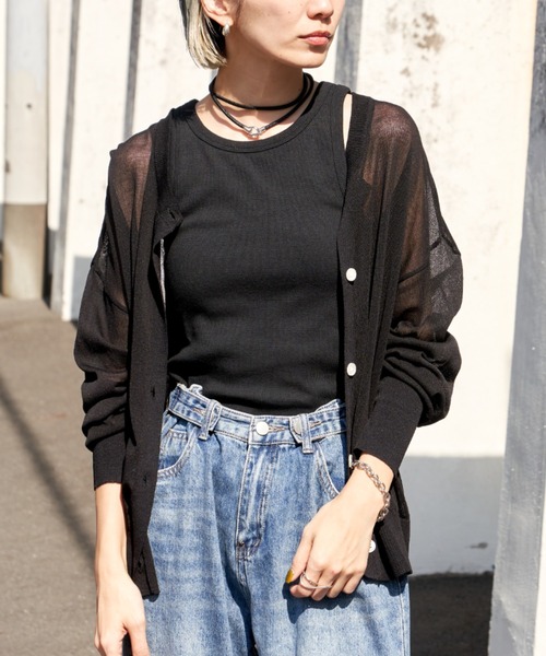 Auntie Rosa Holiday（アンティローザホリデー）の「シアークルーカーディガン（カーディガン/ボレロ・レディース・ブルー/ブラック/ピンク・FREE）」の4枚目の写真