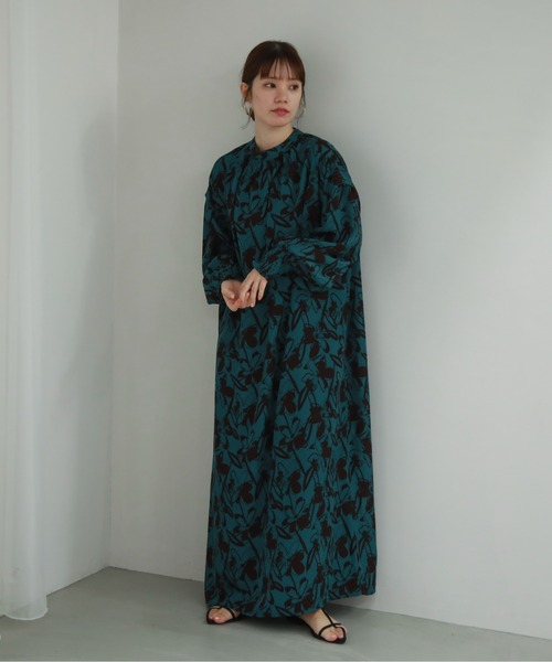 feepur(フェピュール)の「スタンドカラー総柄アソートワンピース(ワンピース・レディース・ブラック系1/グリーン/ブラック系2/グレー・MEDIUM)」の20枚目の写真