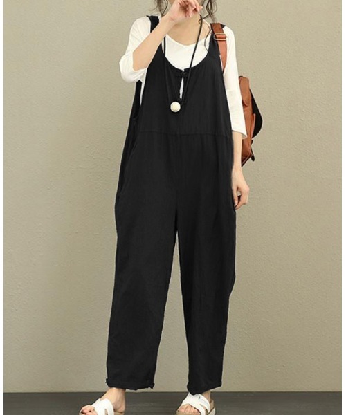 LAUTRE COTE(ロウトレコウト)の「サロペットパンツ(サロペット/オーバーオール・レディース・ベージュ/ブラック/カーキ・LARGE/MEDIUM)」の2枚目の写真