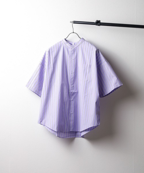 ARCHIVER（アーカイバ）の「【Ir】オーバーサイズ　バンドカラーシャツ（シャツ/ブラウス・メンズ・ブラック/ブラック系/サックスブルー/ホワイト系/グリーン系/ホワイト/グレイッシュベージュ/イエロー系/グリーン/サックスブルー系/パープル系・MEDIUM/LARGE/X-LARGE）」の10枚目の写真