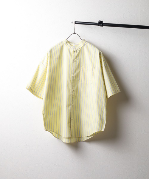 ARCHIVER（アーカイバ）の「【Ir】オーバーサイズ　バンドカラーシャツ（シャツ/ブラウス・メンズ・ブラック/ブラック系/サックスブルー/ホワイト系/グリーン系/ホワイト/グレイッシュベージュ/イエロー系/グリーン/サックスブルー系/パープル系・MEDIUM/LARGE/X-LARGE）」の11枚目の写真