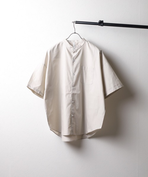 ARCHIVER（アーカイバ）の「【Ir】オーバーサイズ　バンドカラーシャツ（シャツ/ブラウス・メンズ・ブラック/ブラック系/サックスブルー/ホワイト系/グリーン系/ホワイト/グレイッシュベージュ/イエロー系/グリーン/サックスブルー系/パープル系・MEDIUM/LARGE/X-LARGE）」の5枚目の写真