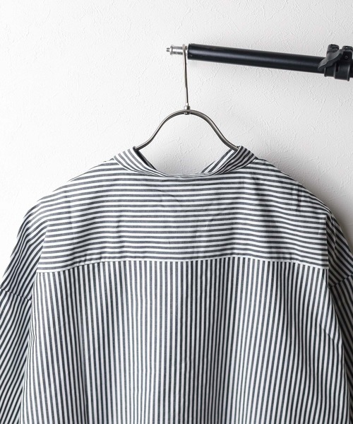 ARCHIVER（アーカイバ）の「【Ir】オーバーサイズ　バンドカラーシャツ（シャツ/ブラウス・メンズ・ブラック/ブラック系/サックスブルー/ホワイト系/グリーン系/ホワイト/グレイッシュベージュ/イエロー系/グリーン/サックスブルー系/パープル系・MEDIUM/LARGE/X-LARGE）」の14枚目の写真