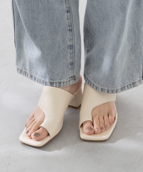 menue（メヌエ）の「ミドルヒール トングサンダル（サンダル・レディース・ベージュ/アイボリー/ブラック/ブルー/ブラウン・3L/M/XS/LL/L/S）」の22枚目の写真