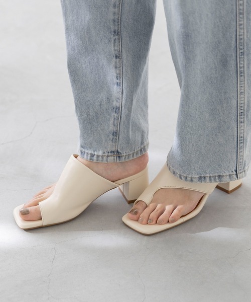 menue（メヌエ）の「ミドルヒール トングサンダル（サンダル・レディース・ベージュ/アイボリー/ブラック/ブルー/ブラウン・3L/M/XS/LL/L/S）」の21枚目の写真