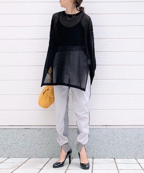 Q（キュー）の「バイカラーサイドラインジョガーパンツ（その他パンツ・レディース・ライトグレー/ネイビー・MEDIUM）」の6枚目の写真