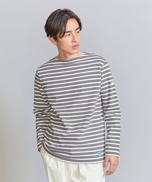 ORCIVAL（オーシバル）の「＜ORCIVAL＞ BORDER BIG TEE/カットソー（Tシャツ/カットソー・メンズ・ダークグレー/ロイヤルブルー/オフホワイト・05/03/04）」の6枚目の写真