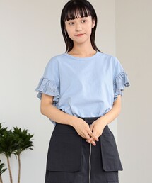 Ray BEAMS | Ray BEAMS / ニット フリル スリーブ Tシャツ(Tシャツ/カットソー)