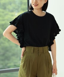 Ray BEAMS | Ray BEAMS / ニット フリル スリーブ Tシャツ(Tシャツ/カットソー)