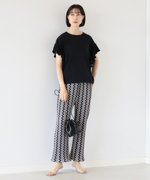 Ray BEAMS（レイビームス）の「Ray BEAMS / ニット フリル スリーブ Tシャツ（Tシャツ/カットソー・レディース・ブラック/サックスブルー/ホワイト・ONE SIZE）」の14枚目の写真