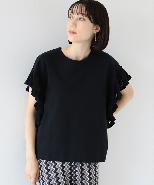 Ray BEAMS（レイビームス）の「Ray BEAMS / ニット フリル スリーブ Tシャツ（Tシャツ/カットソー・レディース・ブラック/サックスブルー/ホワイト・ONE SIZE）」の19枚目の写真