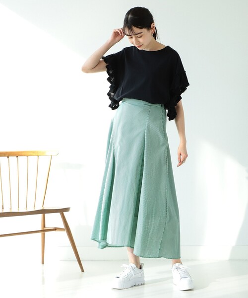 Ray BEAMS（レイビームス）の「Ray BEAMS / ニット フリル スリーブ Tシャツ（Tシャツ/カットソー・レディース・ブラック/サックスブルー/ホワイト・ONE SIZE）」の21枚目の写真