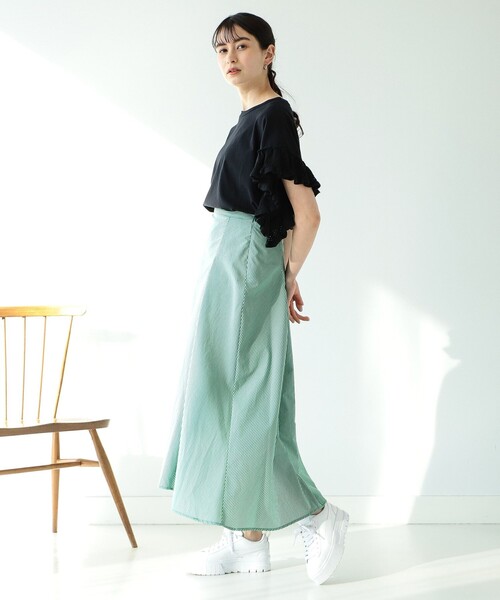 Ray BEAMS（レイビームス）の「Ray BEAMS / ニット フリル スリーブ Tシャツ（Tシャツ/カットソー・レディース・ブラック/サックスブルー/ホワイト・ONE SIZE）」の22枚目の写真