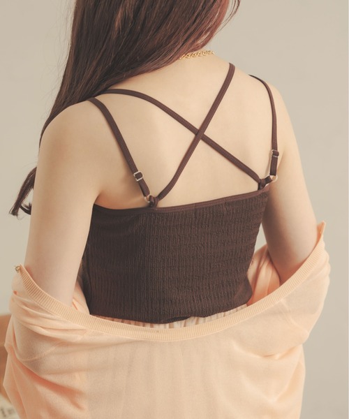 Ambre Neige(アンブルネージュ)の「【カップ付き】フクレジャガードキャミソール/【WEB/EC限定商品】(キャミソール・レディース・ダークブラウン/ブラック/アイボリー・FREE)」の3枚目の写真
