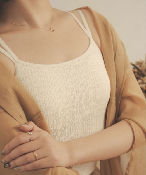 Ambre Neige(アンブルネージュ)の「【カップ付き】フクレジャガードキャミソール/【WEB/EC限定商品】(キャミソール・レディース・ダークブラウン/ブラック/アイボリー・FREE)」の4枚目の写真