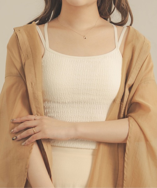 Ambre Neige(アンブルネージュ)の「【カップ付き】フクレジャガードキャミソール/【WEB/EC限定商品】(キャミソール・レディース・ダークブラウン/ブラック/アイボリー・FREE)」の5枚目の写真