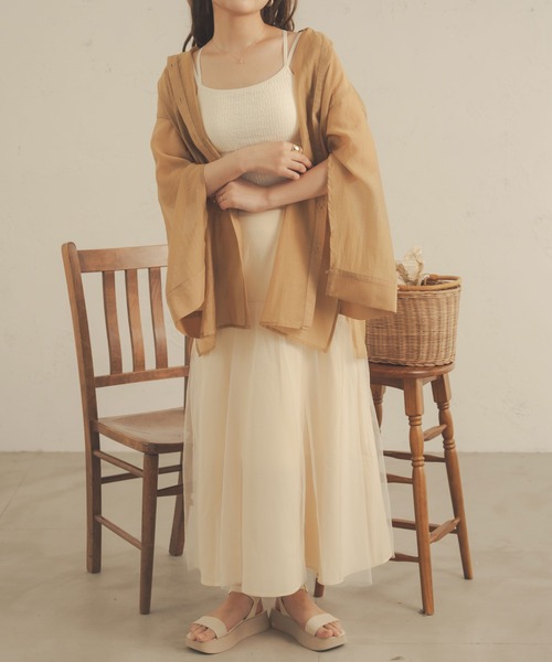 Ambre Neige(アンブルネージュ)の「【カップ付き】フクレジャガードキャミソール/【WEB/EC限定商品】(キャミソール・レディース・ダークブラウン/ブラック/アイボリー・FREE)」の6枚目の写真