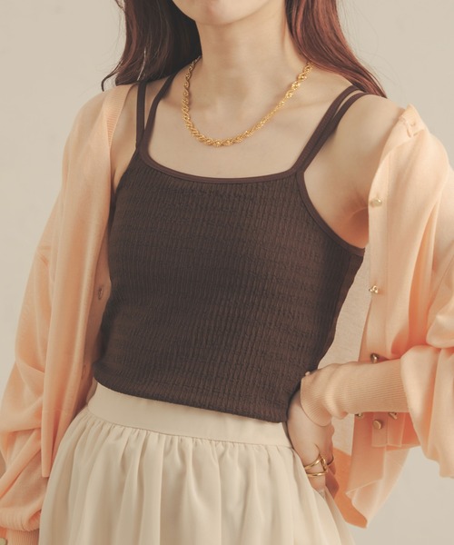 Ambre Neige(アンブルネージュ)の「【カップ付き】フクレジャガードキャミソール/【WEB/EC限定商品】(キャミソール・レディース・ダークブラウン/ブラック/アイボリー・FREE)」の12枚目の写真
